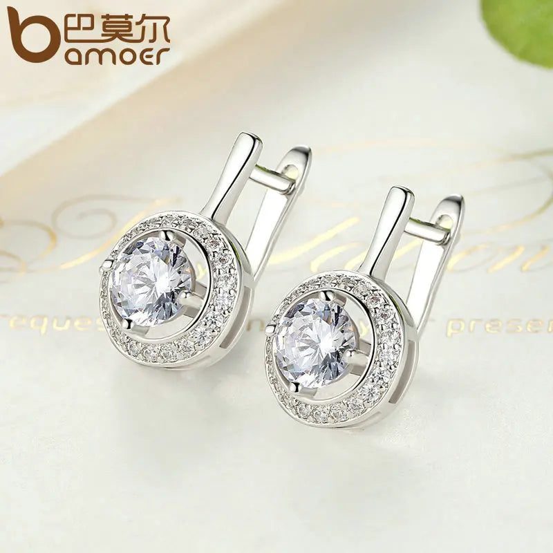 BAMOER New Arrival Silver Color Round Shape Full Of Love Dangle Earrings For Women Fashion Jewelry YIE106