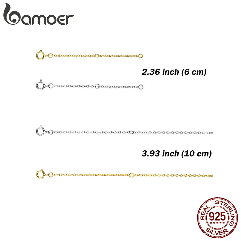 bamoer 14K Gold Plated 925 Sterling Silver Extended Chains with Lobster Clasps for DIY Necklace Extension Chain Jewelry Making