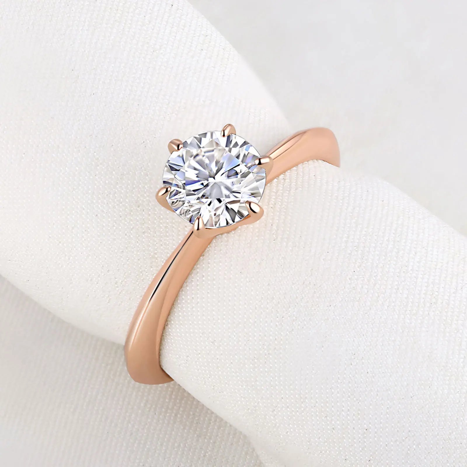 Newshe Yellow ＆ Rose Gold Solid 925 Sterling Silver Wedding Engagement Moissanite Rings For Women Solitaire 1.0ct D SSV1